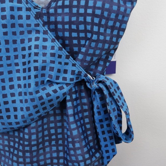 NWT Summersalt x L L Bean The Perfect Wrap One-Piece Swimsuit Blue Gingham 4 T - Picture 4 of 10